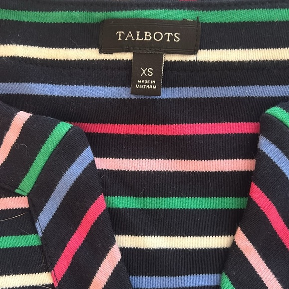 Talbots Dress Cotton, Striped, XS, Bow Accent - Picture 2 of 5